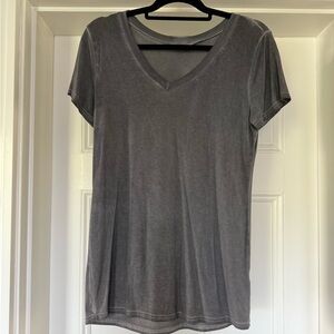 Gray V-Neck Women's Top